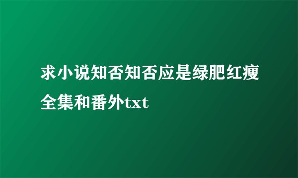 求小说知否知否应是绿肥红瘦全集和番外txt