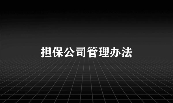 担保公司管理办法