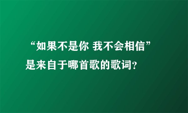 “如果不是你 我不会相信”是来自于哪首歌的歌词？