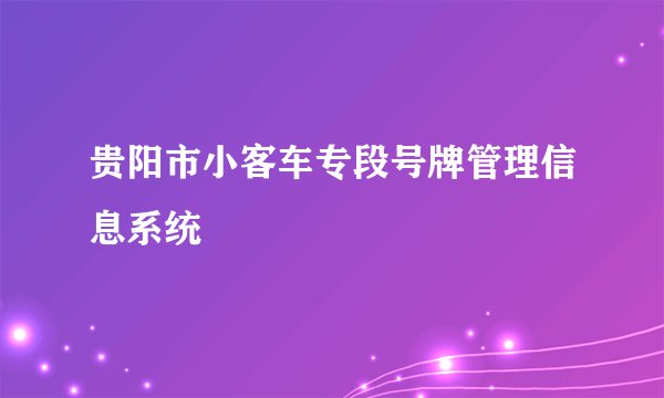 贵阳市小客车专段号牌管理信息系统