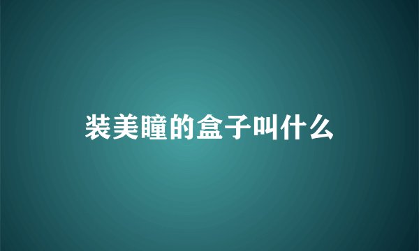 装美瞳的盒子叫什么
