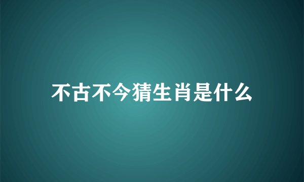 不古不今猜生肖是什么