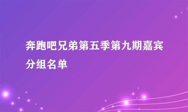 奔跑吧兄弟第五季第九期嘉宾分组名单