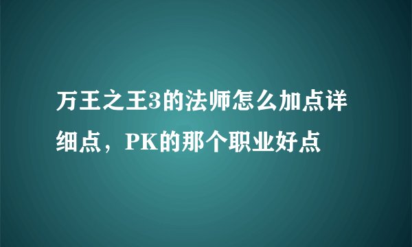 万王之王3的法师怎么加点详细点，PK的那个职业好点