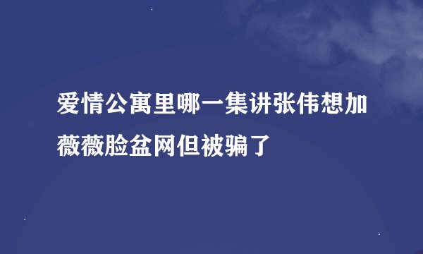 爱情公寓里哪一集讲张伟想加薇薇脸盆网但被骗了