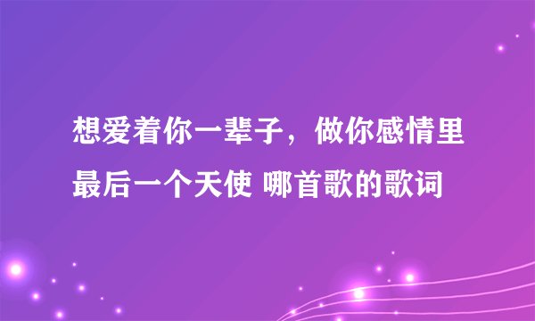 想爱着你一辈子，做你感情里最后一个天使 哪首歌的歌词