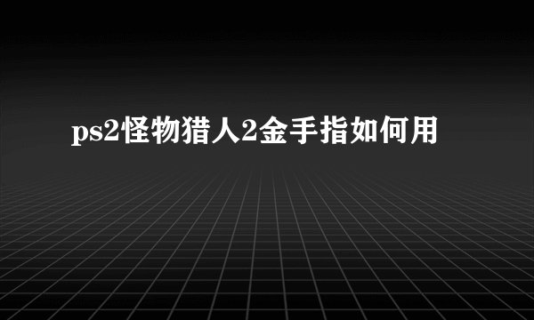 ps2怪物猎人2金手指如何用