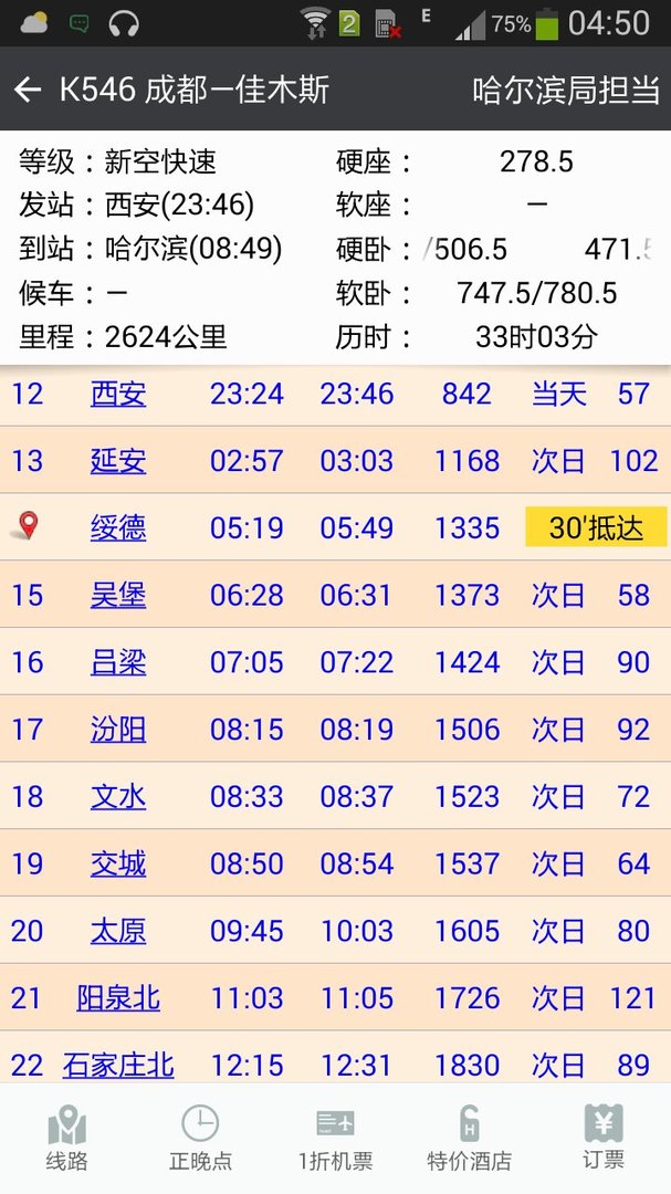 西安一哈尔滨市k456火车线路站名