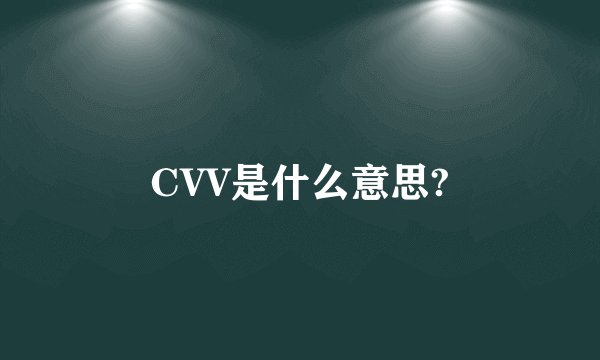 CVV是什么意思?