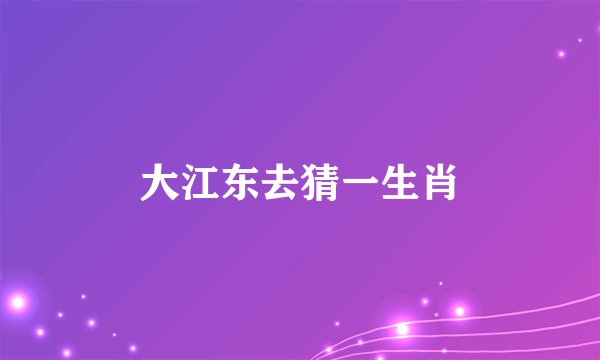 大江东去猜一生肖