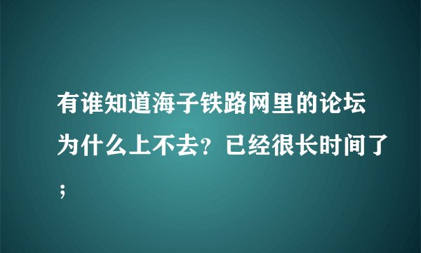有谁知道海子铁路网里的论坛为什么上不去？已经很长时间了；