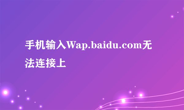 手机输入Wap.baidu.com无法连接上