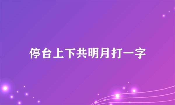 停台上下共明月打一字