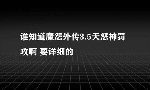 谁知道魔怨外传3.5天怒神罚攻啊 要详细的