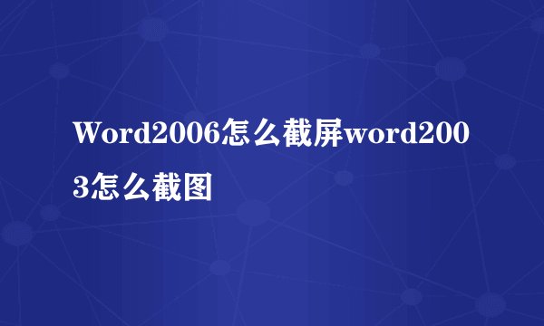 Word2006怎么截屏word2003怎么截图