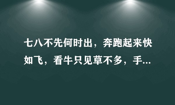 七八不先何时出，奔跑起来快如飞，看牛只见草不多，手中抱兔落叶声。打十二生肖中，一个动物