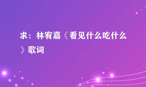 求：林宥嘉《看见什么吃什么》歌词