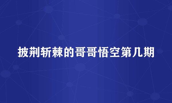 披荆斩棘的哥哥悟空第几期