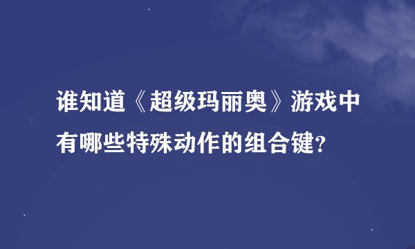 谁知道《超级玛丽奥》游戏中有哪些特殊动作的组合键？