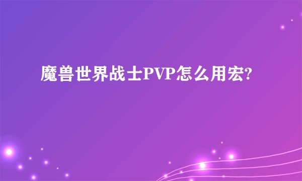 魔兽世界战士PVP怎么用宏?