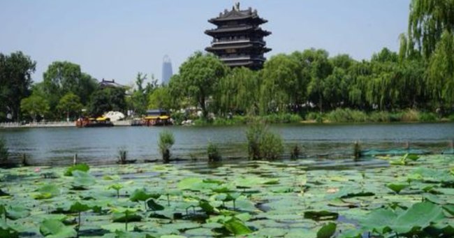 四面荷花三面柳，一城山色半城湖。是什么意思？