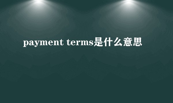 payment terms是什么意思