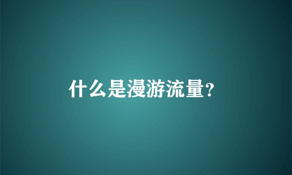 什么是漫游流量？
