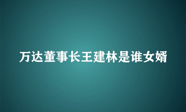 万达董事长王建林是谁女婿