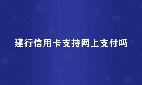 建行信用卡支持网上支付吗