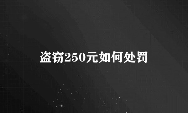 盗窃250元如何处罚