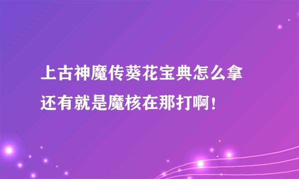 上古神魔传葵花宝典怎么拿 还有就是魔核在那打啊！