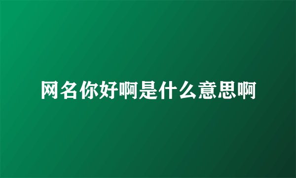 网名你好啊是什么意思啊