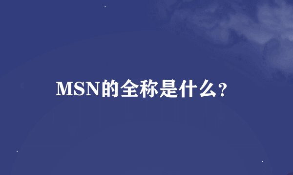 MSN的全称是什么？