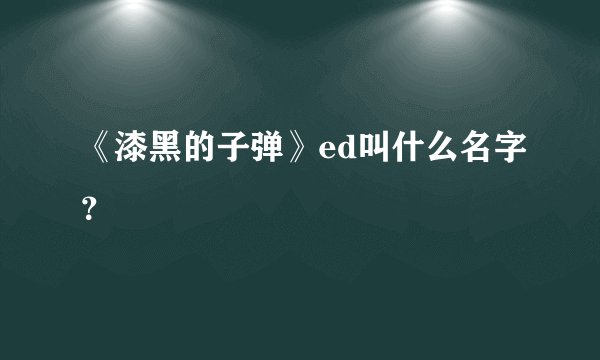 《漆黑的子弹》ed叫什么名字？