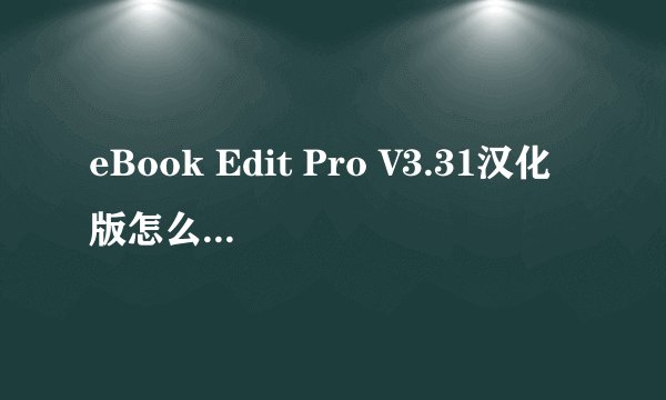 eBook Edit Pro V3.31汉化版怎么注册？~