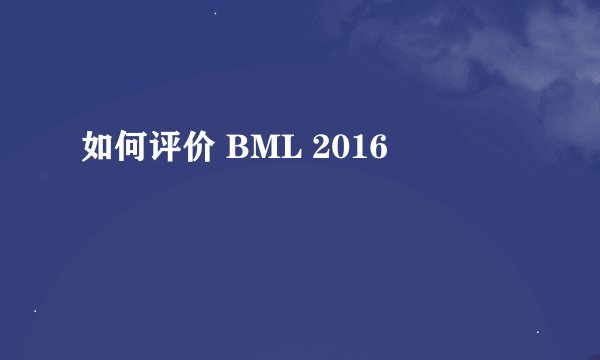 如何评价 BML 2016