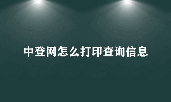 中登网怎么打印查询信息