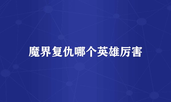 魔界复仇哪个英雄厉害