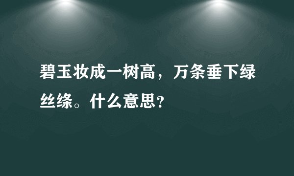 碧玉妆成一树高，万条垂下绿丝绦。什么意思？