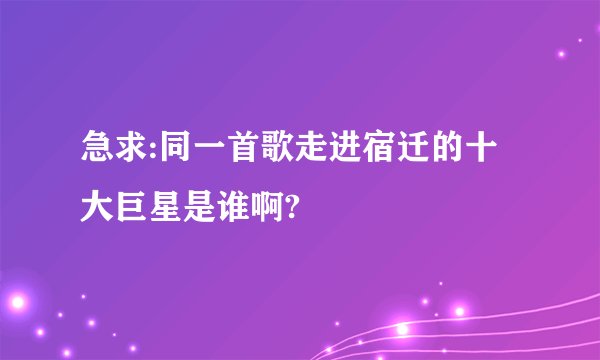 急求:同一首歌走进宿迁的十大巨星是谁啊?