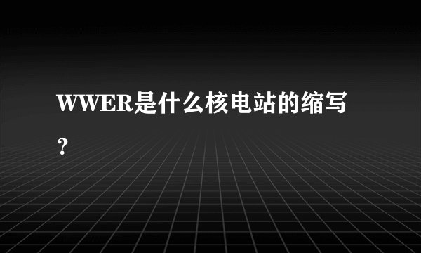 WWER是什么核电站的缩写？