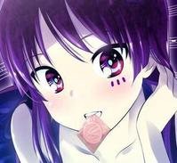 一个卡通人物女叼着安全套的头像,眼睛有点斜看的