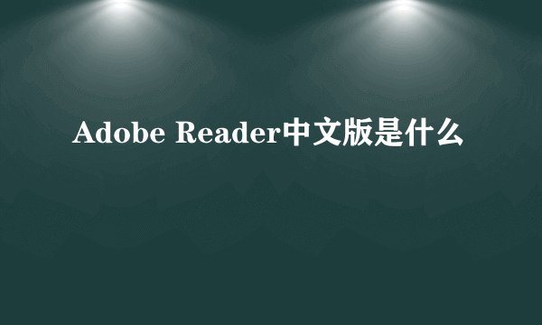 Adobe Reader中文版是什么