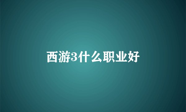 西游3什么职业好