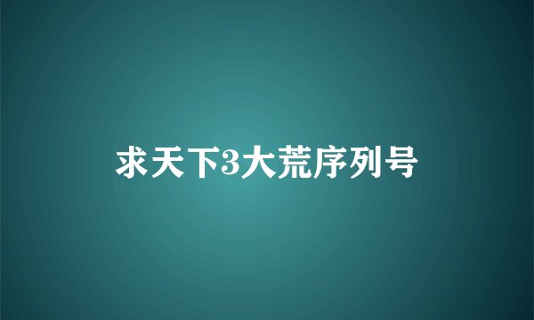 求天下3大荒序列号