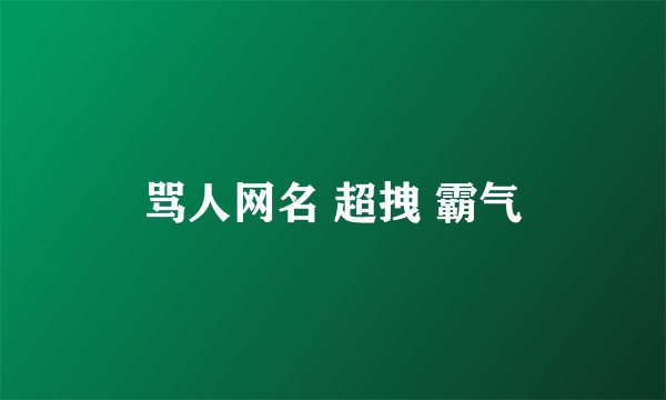 骂人网名 超拽 霸气