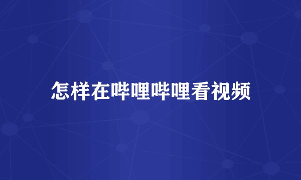 怎样在哔哩哔哩看视频