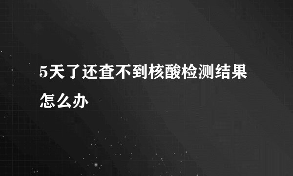 5天了还查不到核酸检测结果怎么办