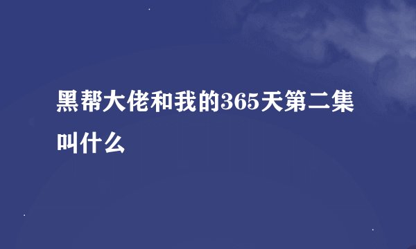 黑帮大佬和我的365天第二集叫什么