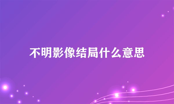 不明影像结局什么意思